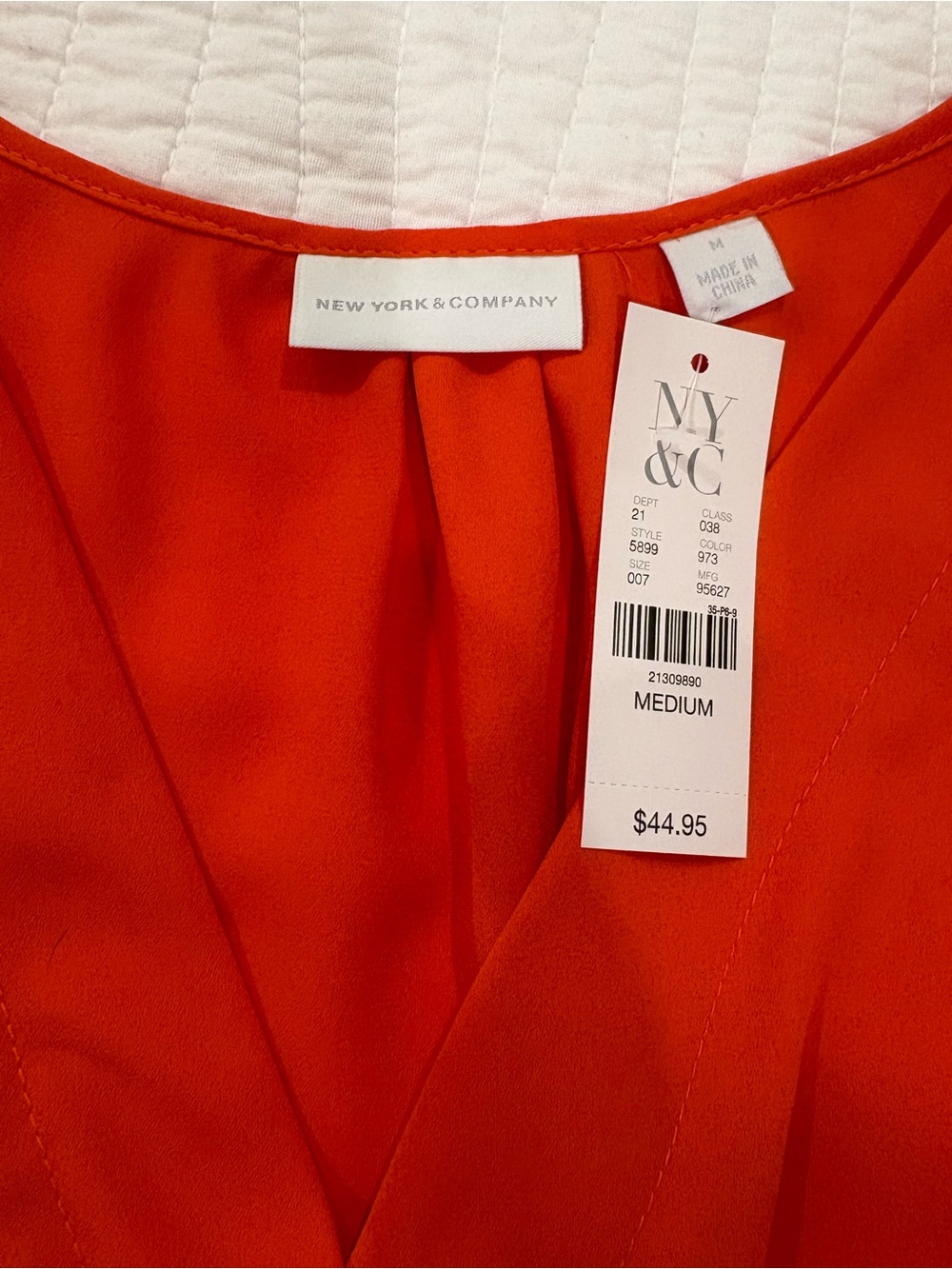 New York & Company Orange Long-Sleeve Surplice Bodysuit - Picture 3 of 8